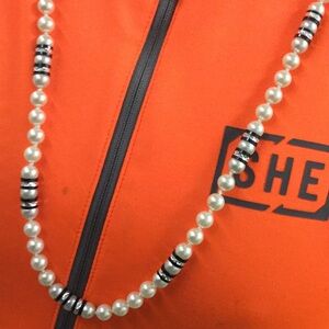 Vintage faux pearl necklace boho mid century modern